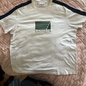 Lacoste Shirt Mens 3XL /8 White Graphic Tee Crewneck Casual Cotton